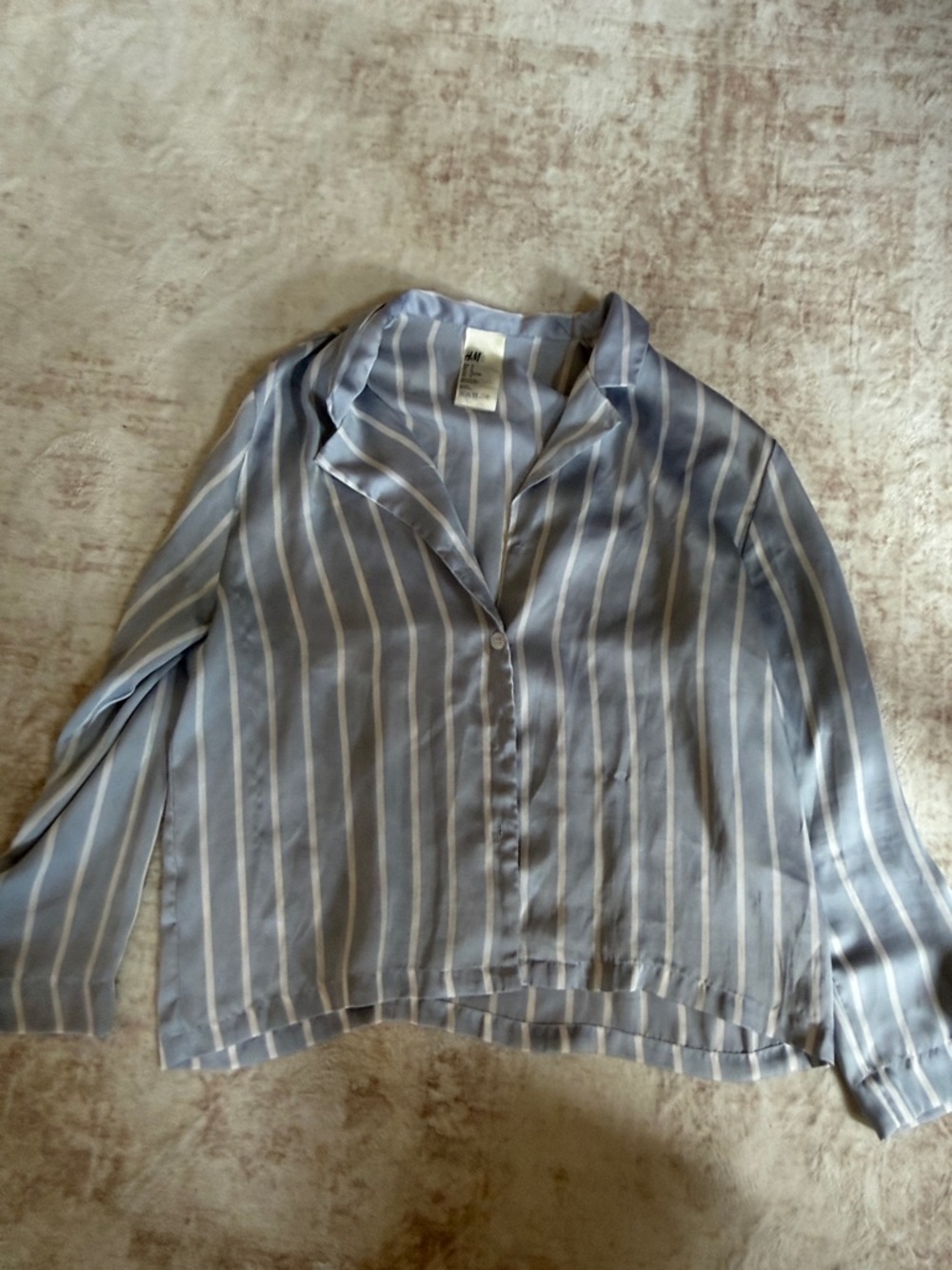 H&M Blue and White Vertical Stripe Button-Down Shirt